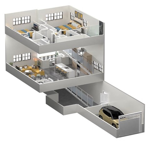 Floor plan for 2 beds, 2.5 baths, 1582 sqft